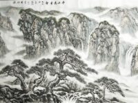 水墨画：千山竞秀/虹弦山人